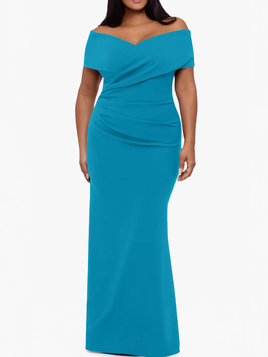 Plus Size Off the Shoulder Mermaid Trumpet Sleeveless Mother Of The Bride Long Dress