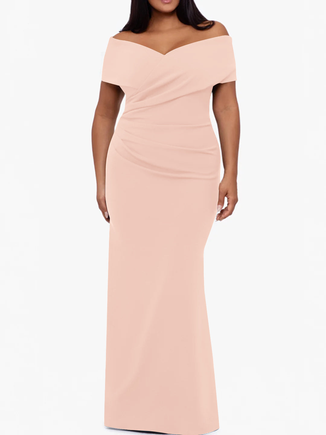 Plus Size Off the Shoulder Mermaid Trumpet Sleeveless Mother Of The Bride Long Dress