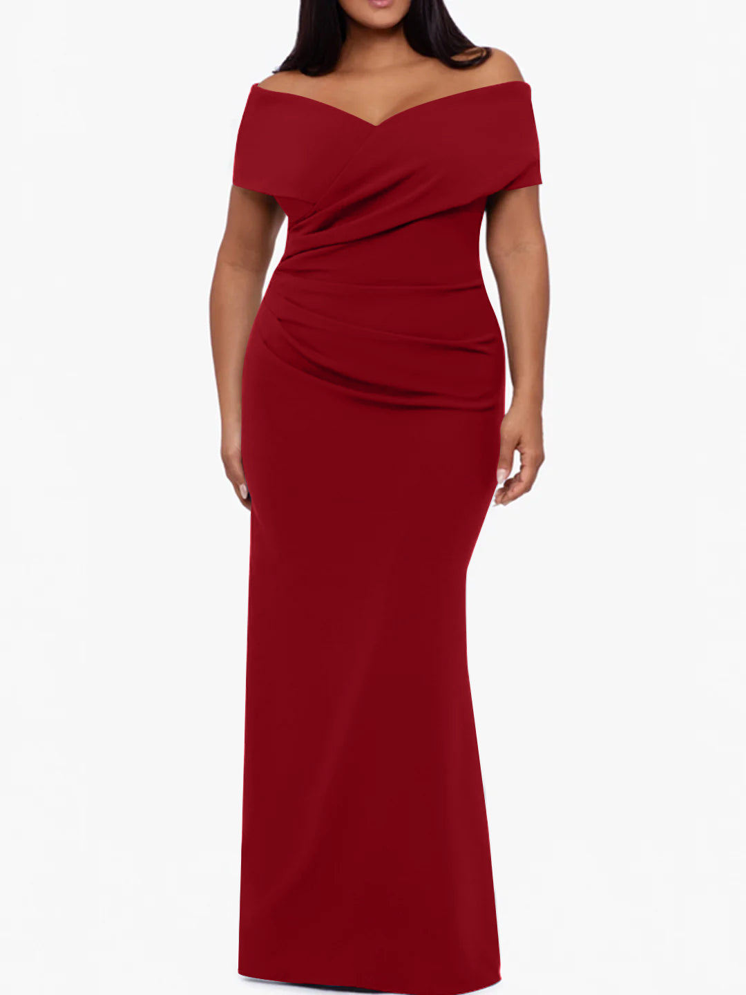 Plus Size Off the Shoulder Mermaid Trumpet Sleeveless Mother Of The Bride Long Dress