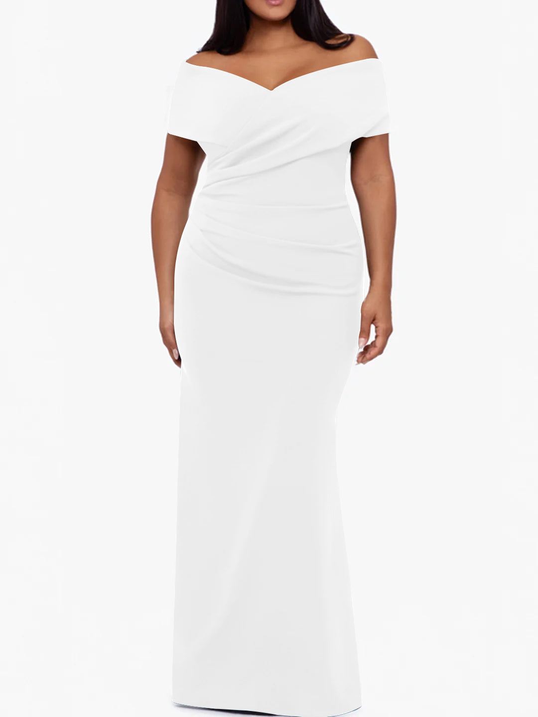 Plus Size Off the Shoulder Mermaid Trumpet Sleeveless Mother Of The Bride Long Dress