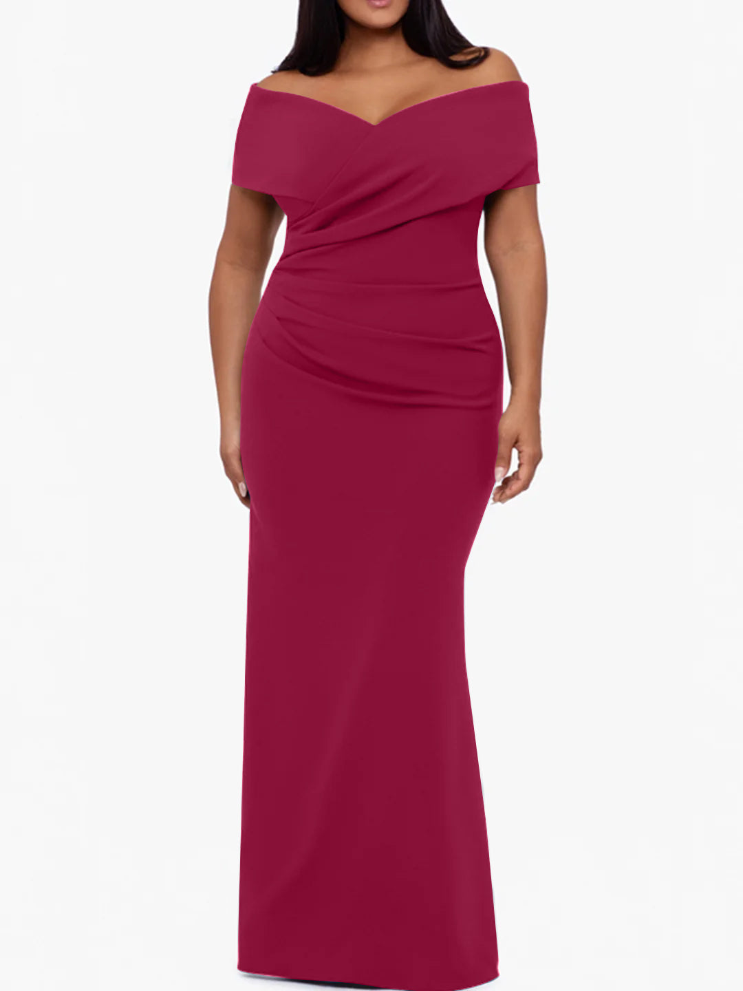 Plus Size Off the Shoulder Mermaid Trumpet Sleeveless Mother Of The Bride Long Dress