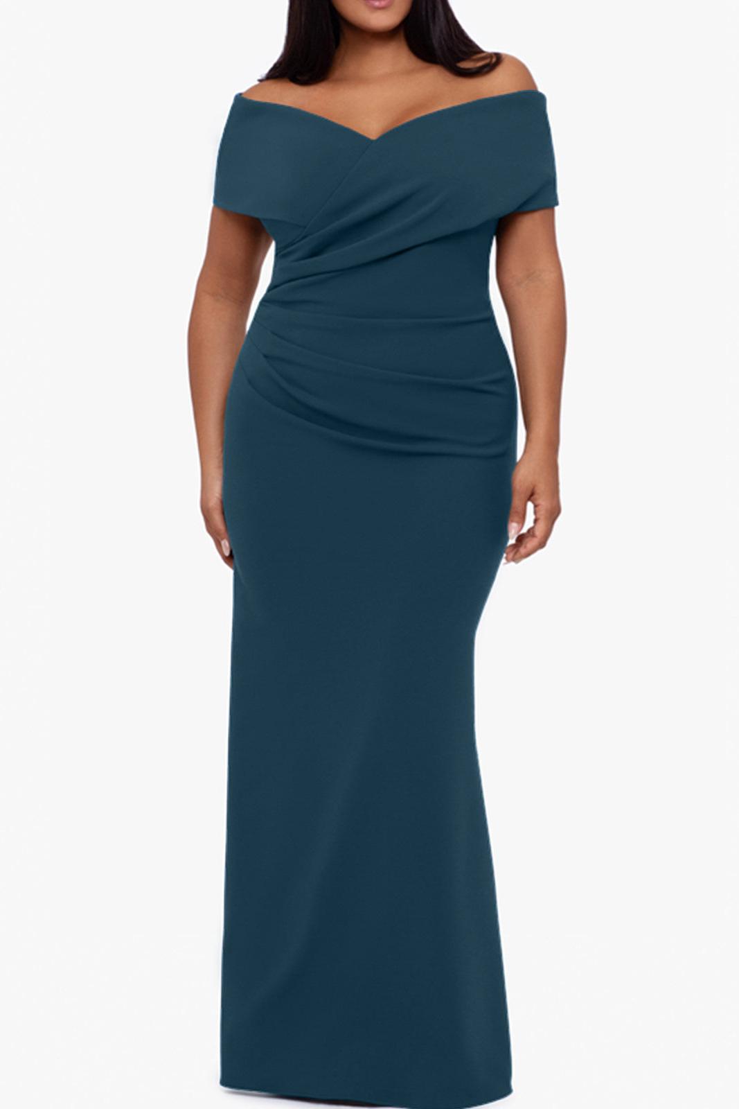 Plus Size Off the Shoulder Mermaid Trumpet Sleeveless Mother Of The Bride Long Dress