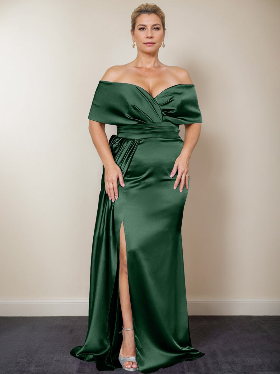 Plus Size Off the Shoulder Mother of the Bride Trumpet Mermaid Dress with Side Split