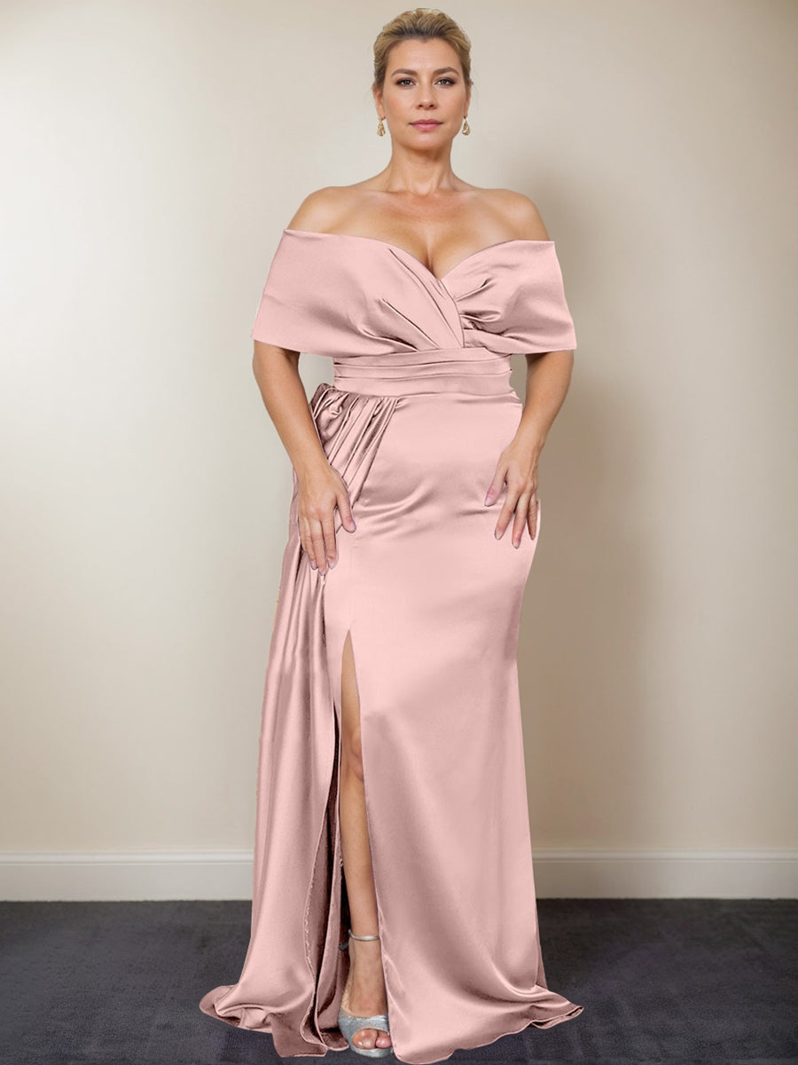 Plus Size Off the Shoulder Mother of the Bride Trumpet Mermaid Dress with Side Split
