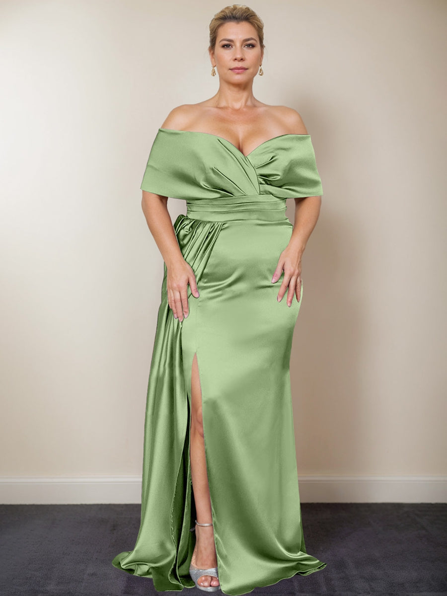Plus Size Off the Shoulder Mother of the Bride Trumpet Mermaid Dress with Side Split