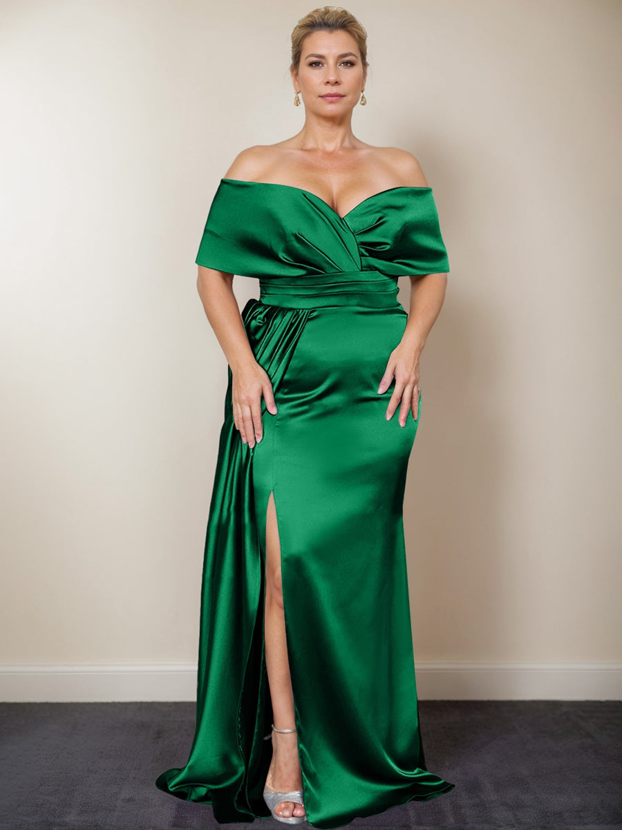 Plus Size Off the Shoulder Mother of the Bride Trumpet Mermaid Dress with Side Split