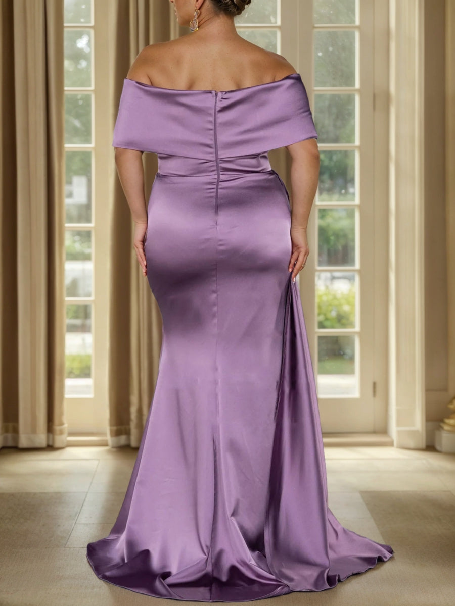 Plus Size Off the Shoulder Mother of the Bride Trumpet Mermaid Dress with Side Split