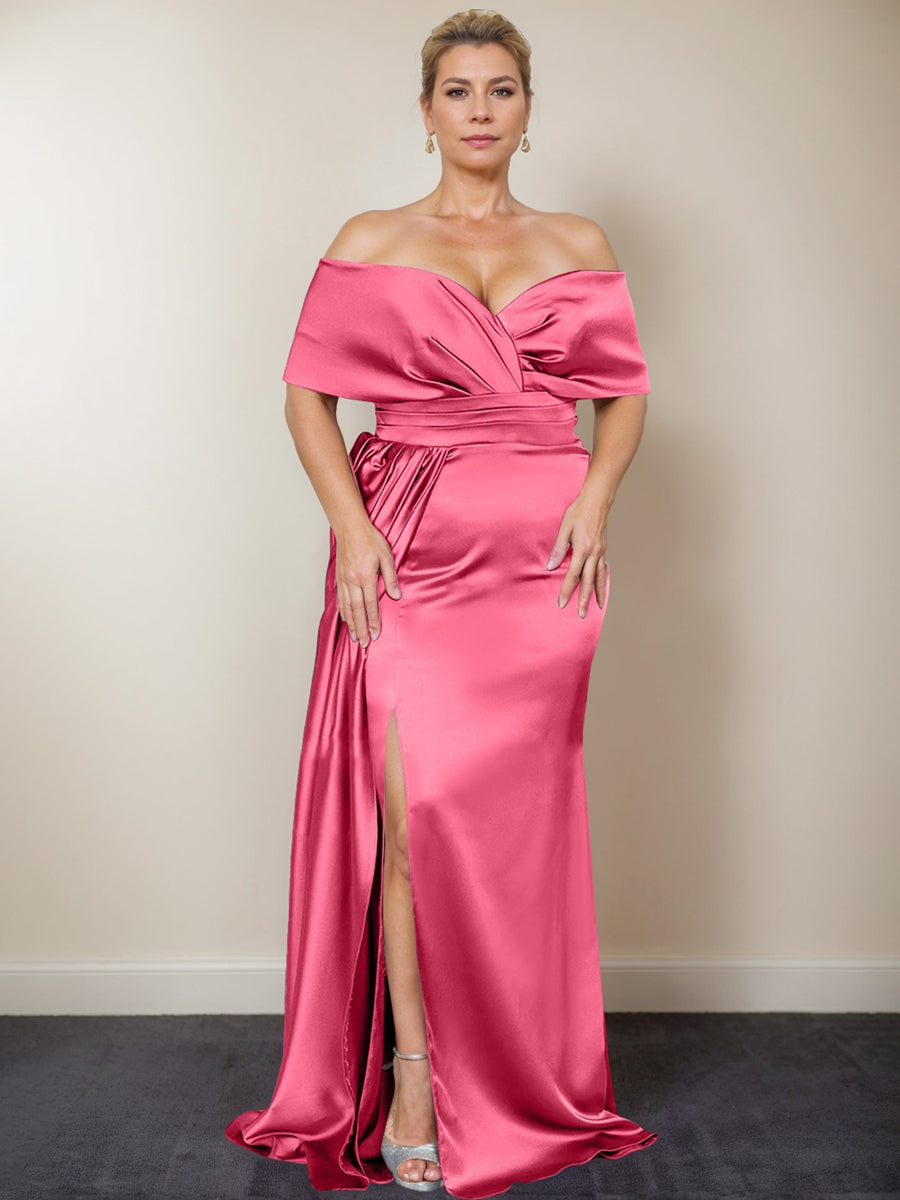 Plus Size Off the Shoulder Mother of the Bride Trumpet Mermaid Dress with Side Split