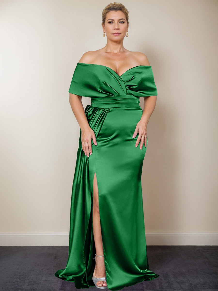 Plus Size Off the Shoulder Mother of the Bride Trumpet Mermaid Dress with Side Split