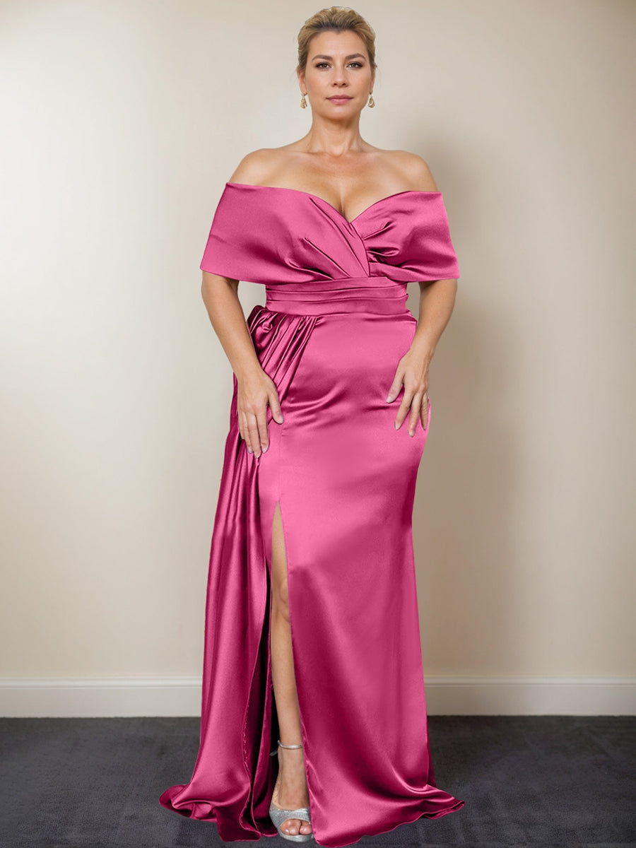 Plus Size Off the Shoulder Mother of the Bride Trumpet Mermaid Dress with Side Split