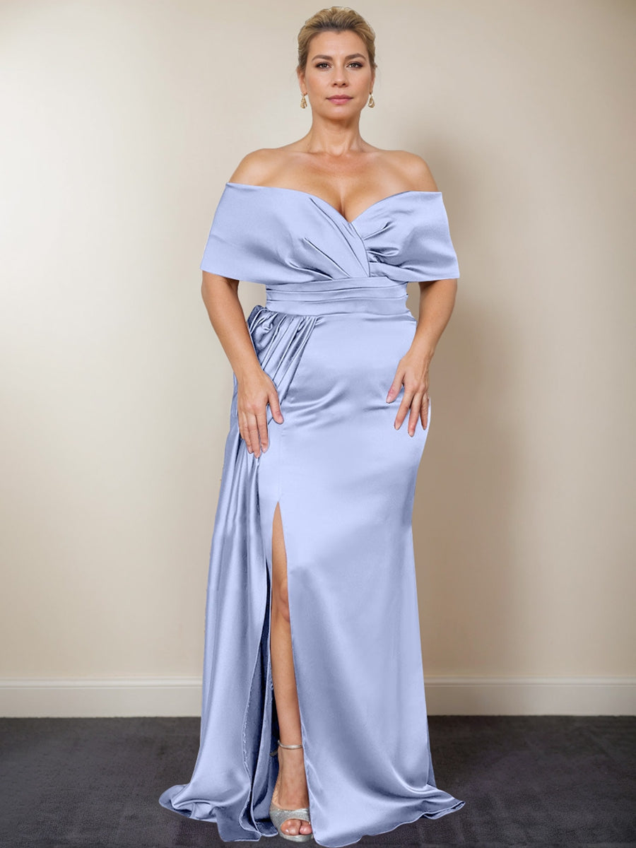 Plus Size Off the Shoulder Mother of the Bride Trumpet Mermaid Dress with Side Split