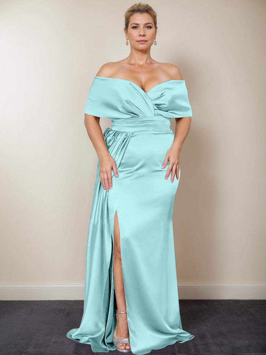 Plus Size Off the Shoulder Mother of the Bride Trumpet Mermaid Dress with Side Split
