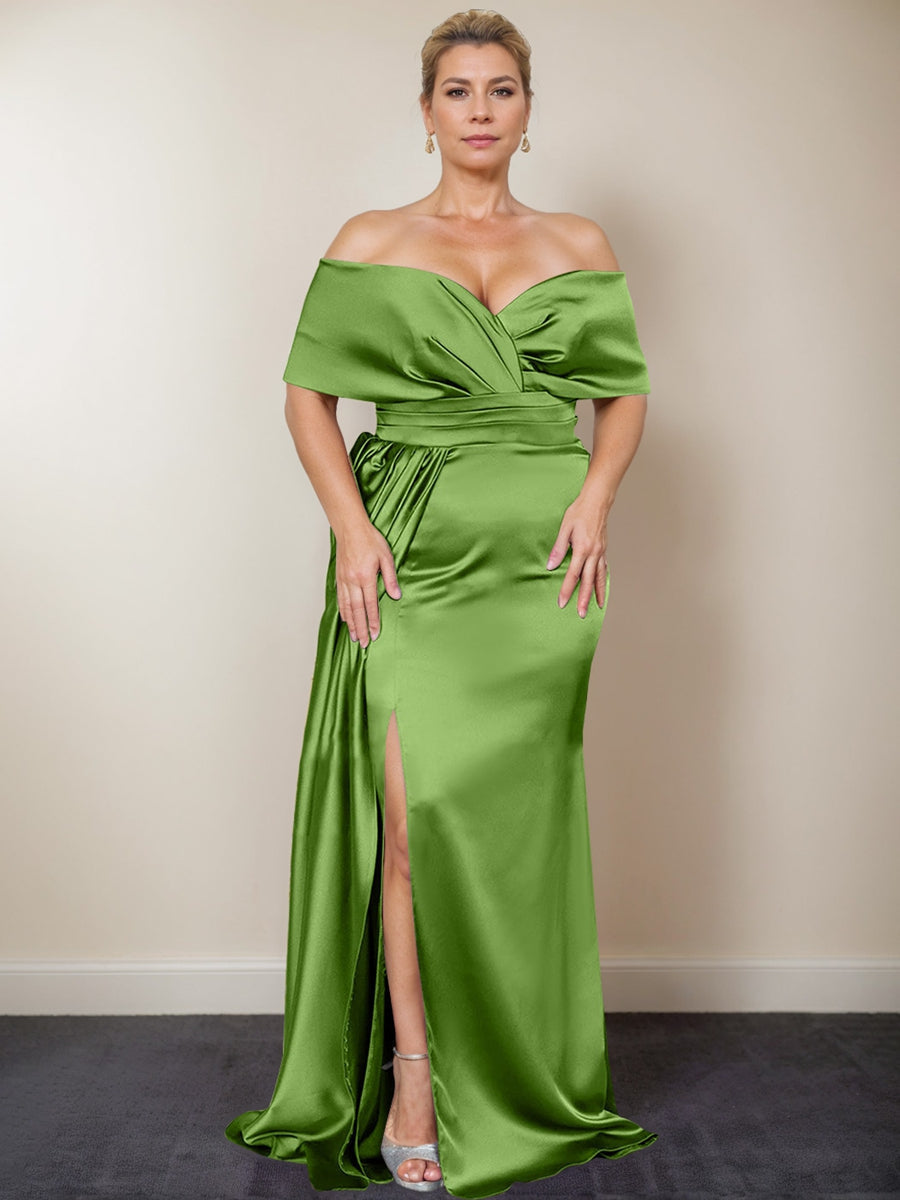 Plus Size Off the Shoulder Mother of the Bride Trumpet Mermaid Dress with Side Split
