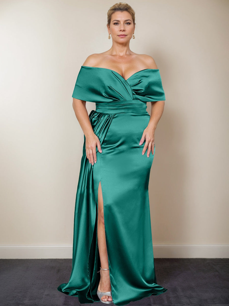 Plus Size Off the Shoulder Mother of the Bride Trumpet Mermaid Dress with Side Split