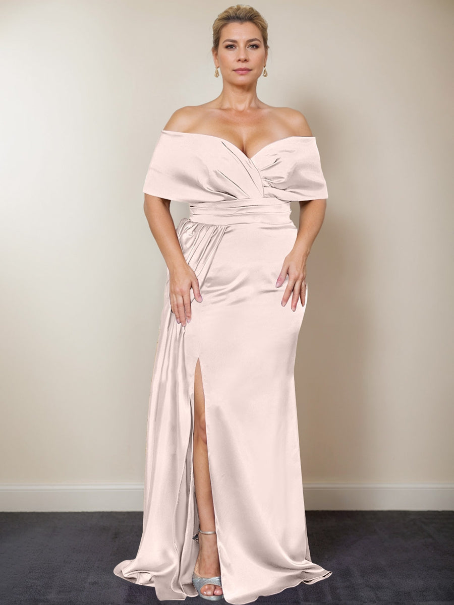Plus Size Off the Shoulder Mother of the Bride Trumpet Mermaid Dress with Side Split
