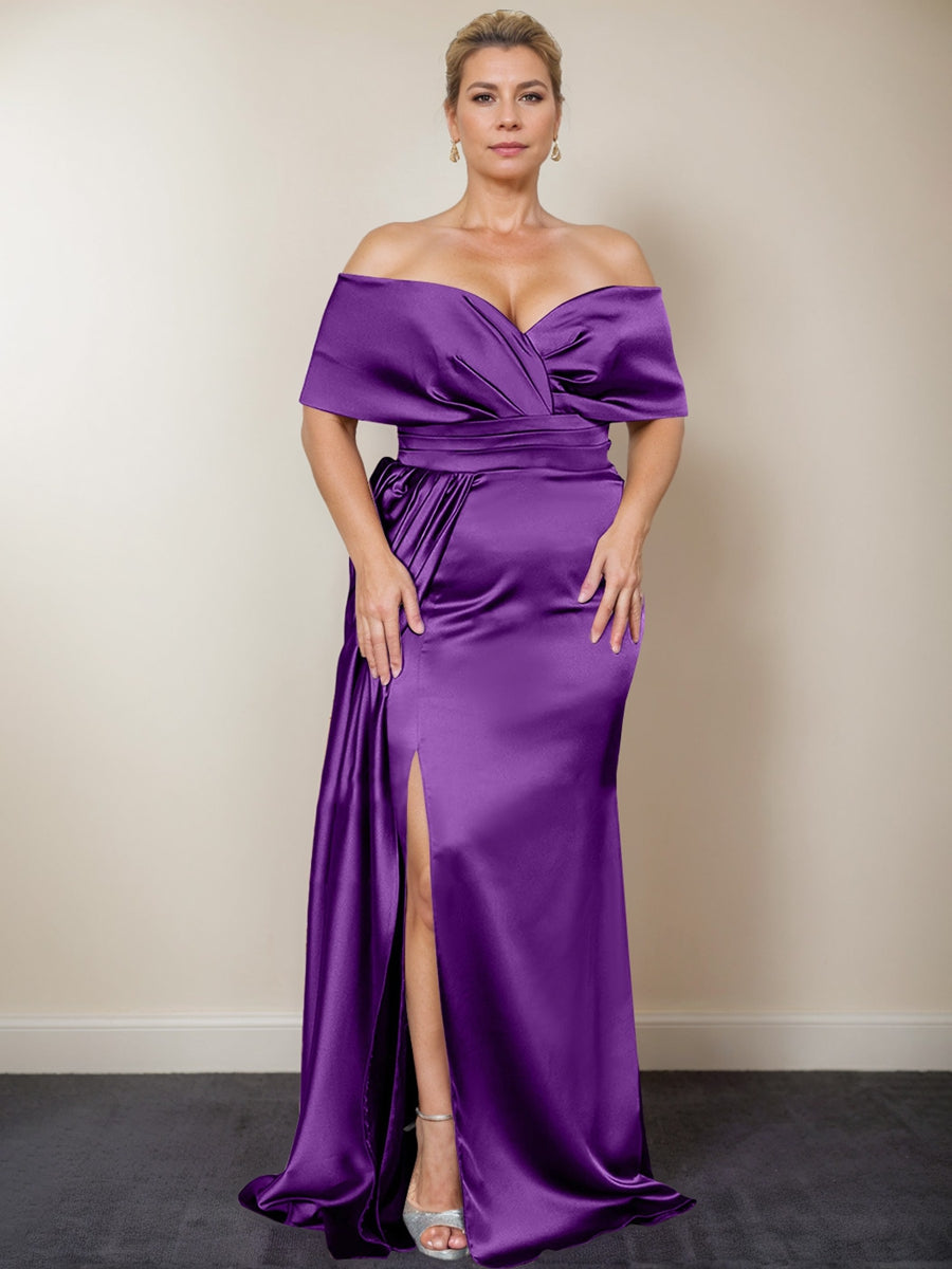 Plus Size Off the Shoulder Mother of the Bride Trumpet Mermaid Dress with Side Split