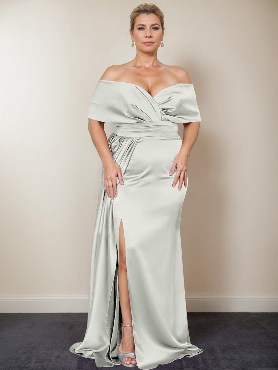 Plus Size Off the Shoulder Mother of the Bride Trumpet Mermaid Dress with Side Split