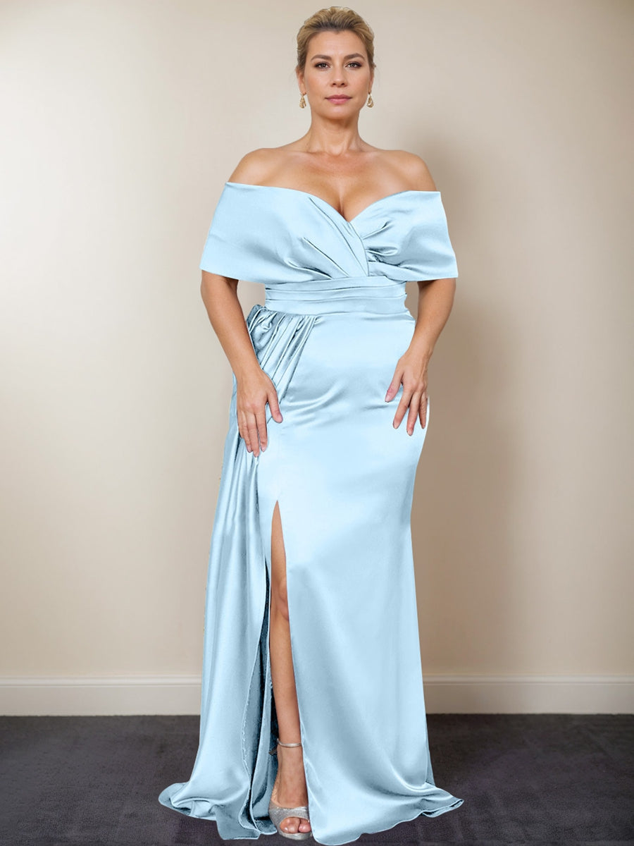 Plus Size Off the Shoulder Mother of the Bride Trumpet Mermaid Dress with Side Split