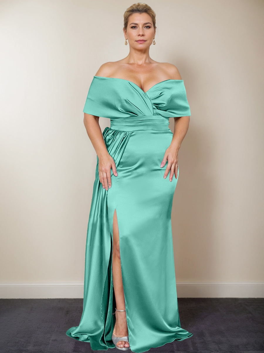 Plus Size Off the Shoulder Mother of the Bride Trumpet Mermaid Dress with Side Split