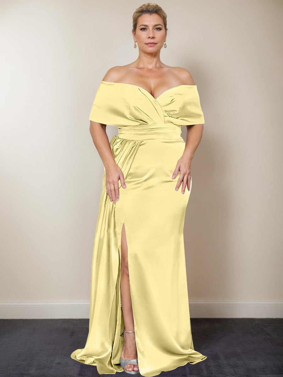 Plus Size Off the Shoulder Mother of the Bride Trumpet Mermaid Dress with Side Split