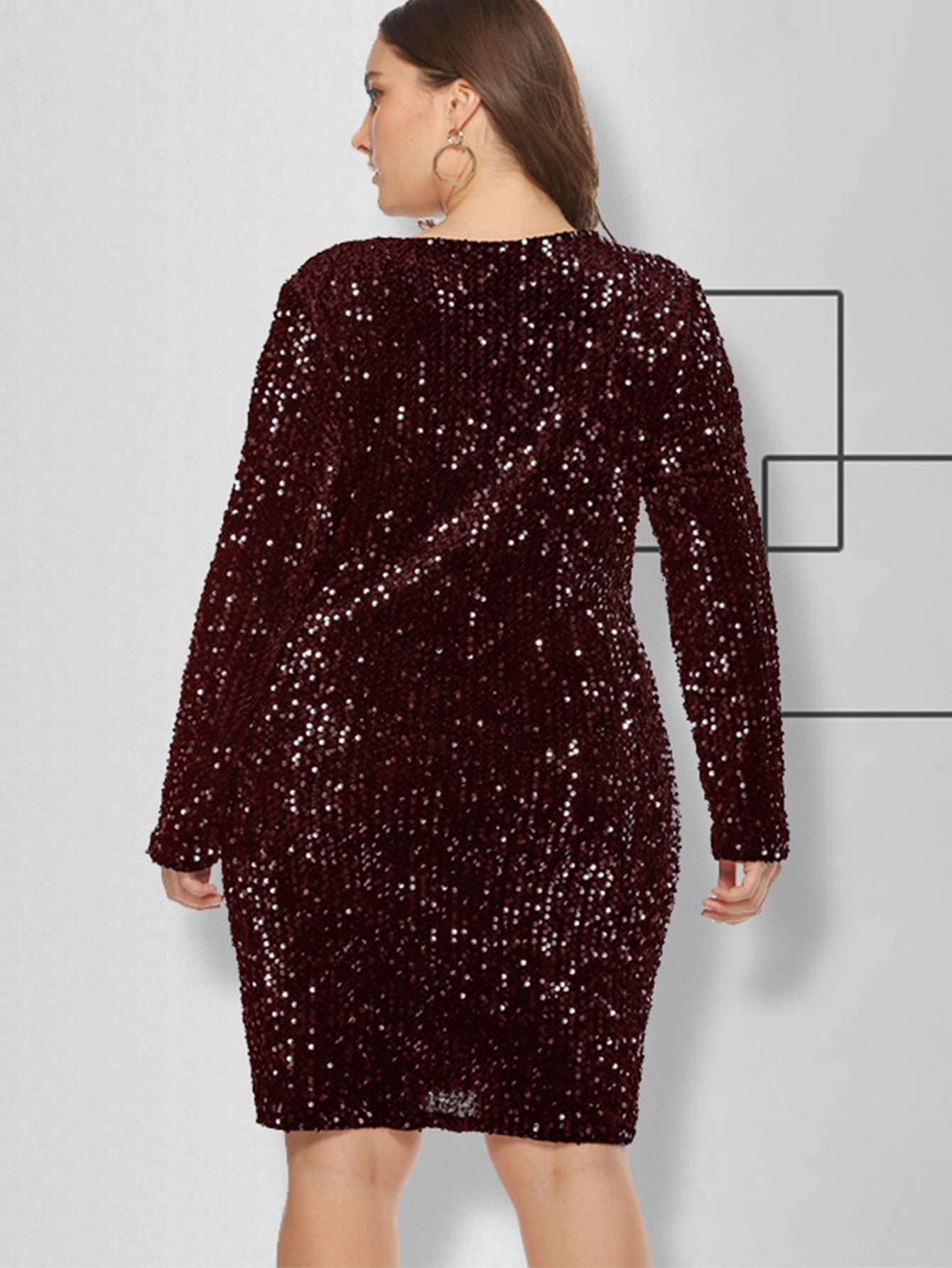 Plus Size Sequins Glitter Bodycon Dress