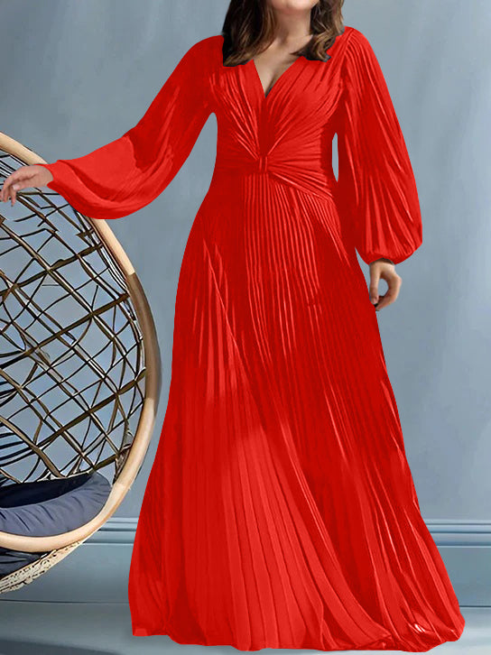 Plus Size V Neck A Line Gown for the Mother of the Bride with Ruched Detail