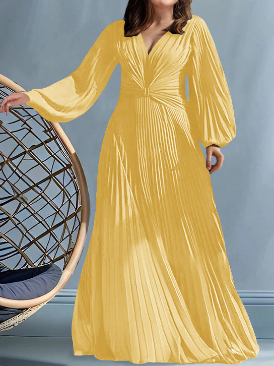 Plus Size V Neck A Line Gown for the Mother of the Bride with Ruched Detail
