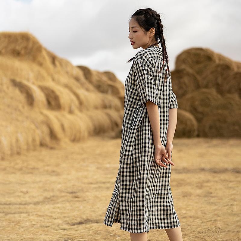 Plus Size Plaid Patchwork Casual Dress