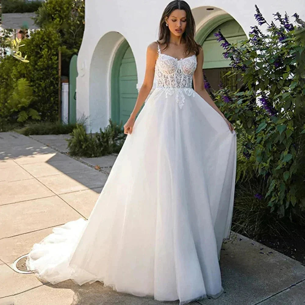 Pretty Sexy Backless Mermaid Square Neck Wedding Dresses Off Shoulder Sleeveless Boho Bridal Gowns With Train Bride Dresses 2023 (ZD14230) - VelvetHem