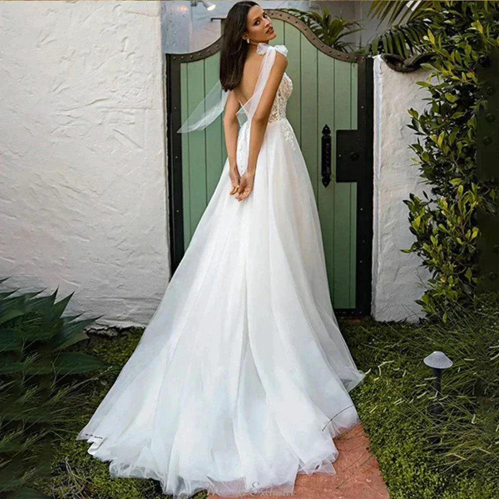 Pretty Sexy Backless Mermaid Square Neck Wedding Dresses Off Shoulder Sleeveless Boho Bridal Gowns With Train Bride Dresses 2023 (ZD14230)
