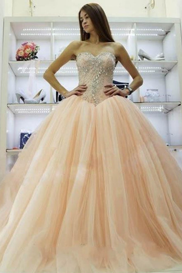 Pretty Sweetheart Princess Ball Gowns Crystals Beading Wedding Dresses