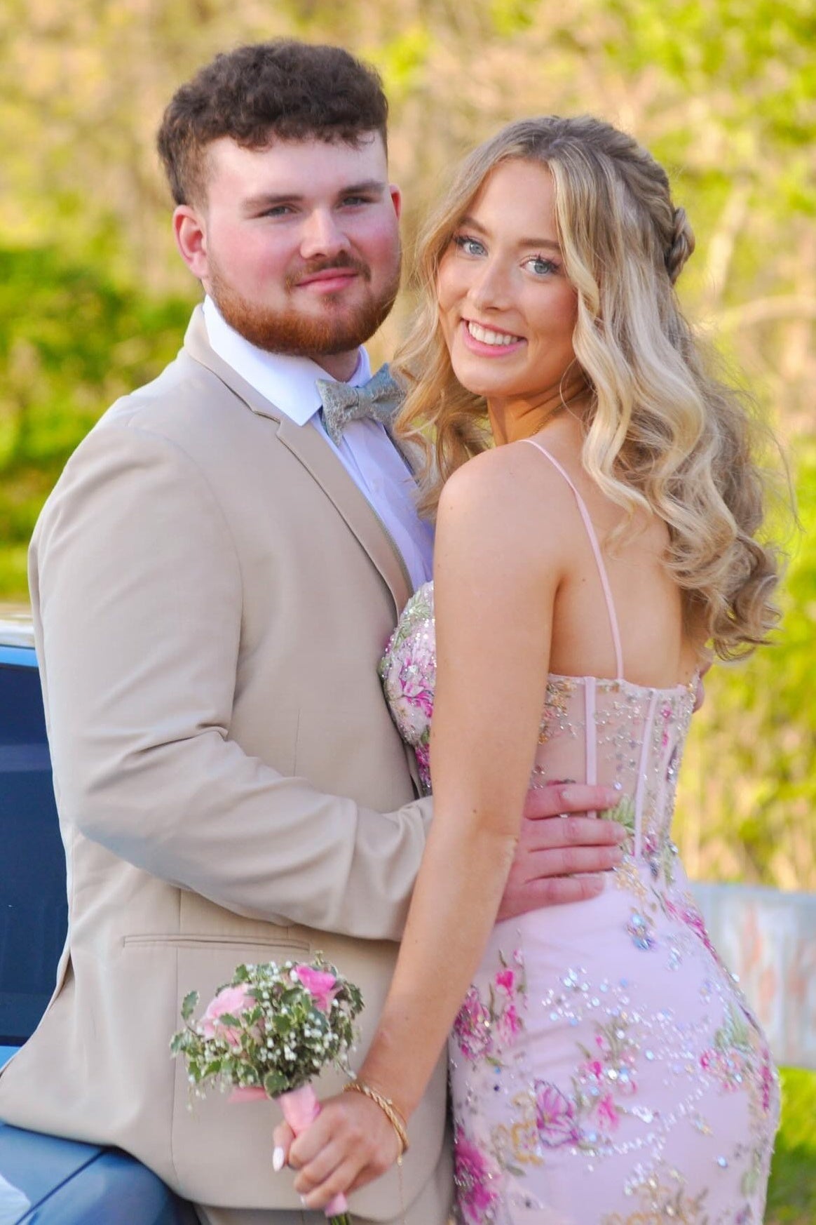Pretty Mermaid Spaghetti Straps Pink Corset Prom Dress with Appliques - View 6 | VelvetHem