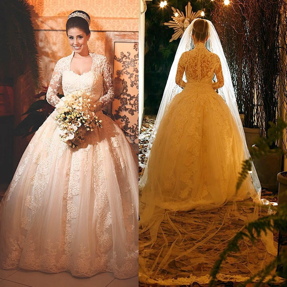 Princee Ball Gown Wedding Dress Long Sleeve Lace Bridal Gowns