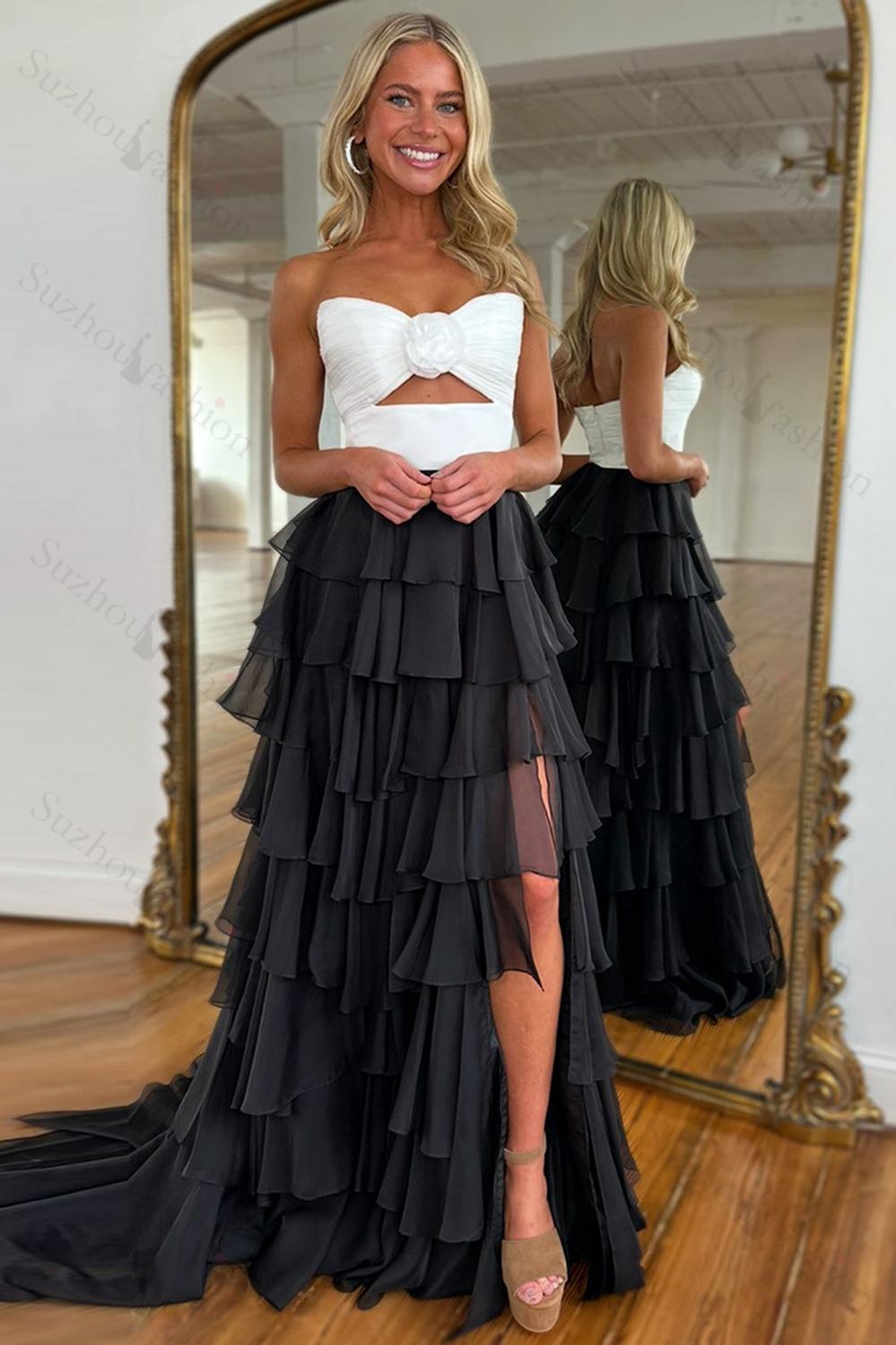 Princess Blush Prom Dress Sweetheart Ruffled Long Formal Dress With Slit