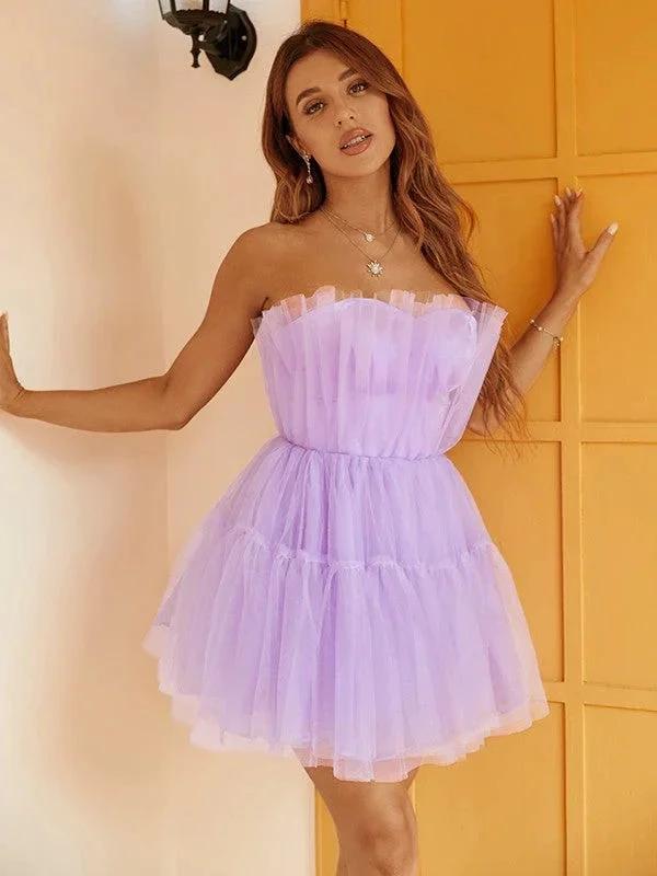 Tulle Ruffles Short dress Sleeveless Mini Dresses (ZD11676)