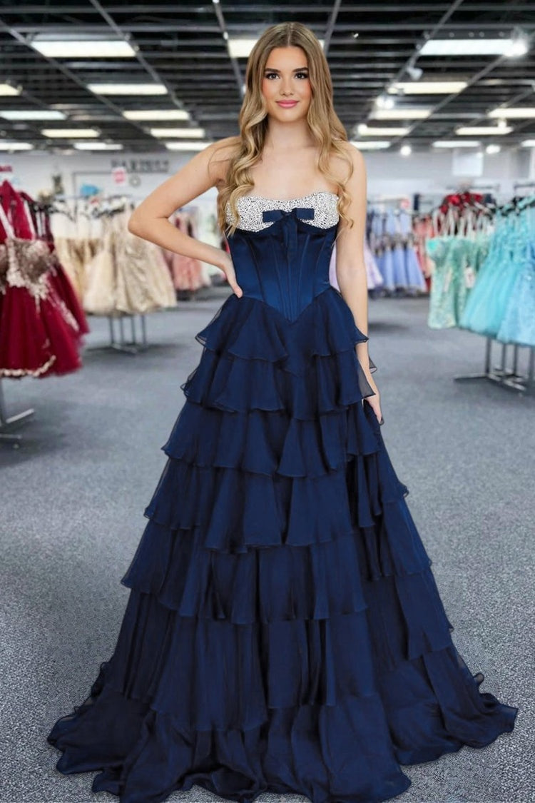 Princess A Line Sweetheart Pink Corset Prom Dress with Beading Ruffles