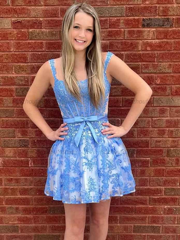Suzhoufashion Print A Line Floral Corset Homecoming Dress With Bow