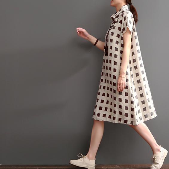 Print New summer linen dress plus size shift dresses