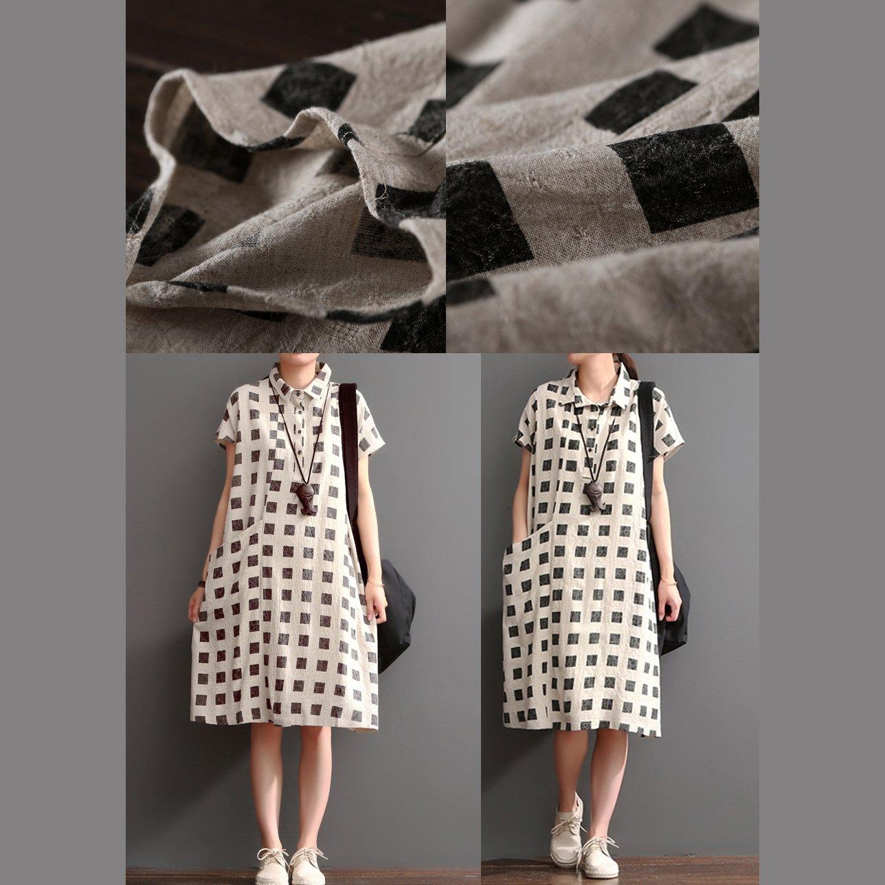 Print New summer linen dress plus size shift dresses