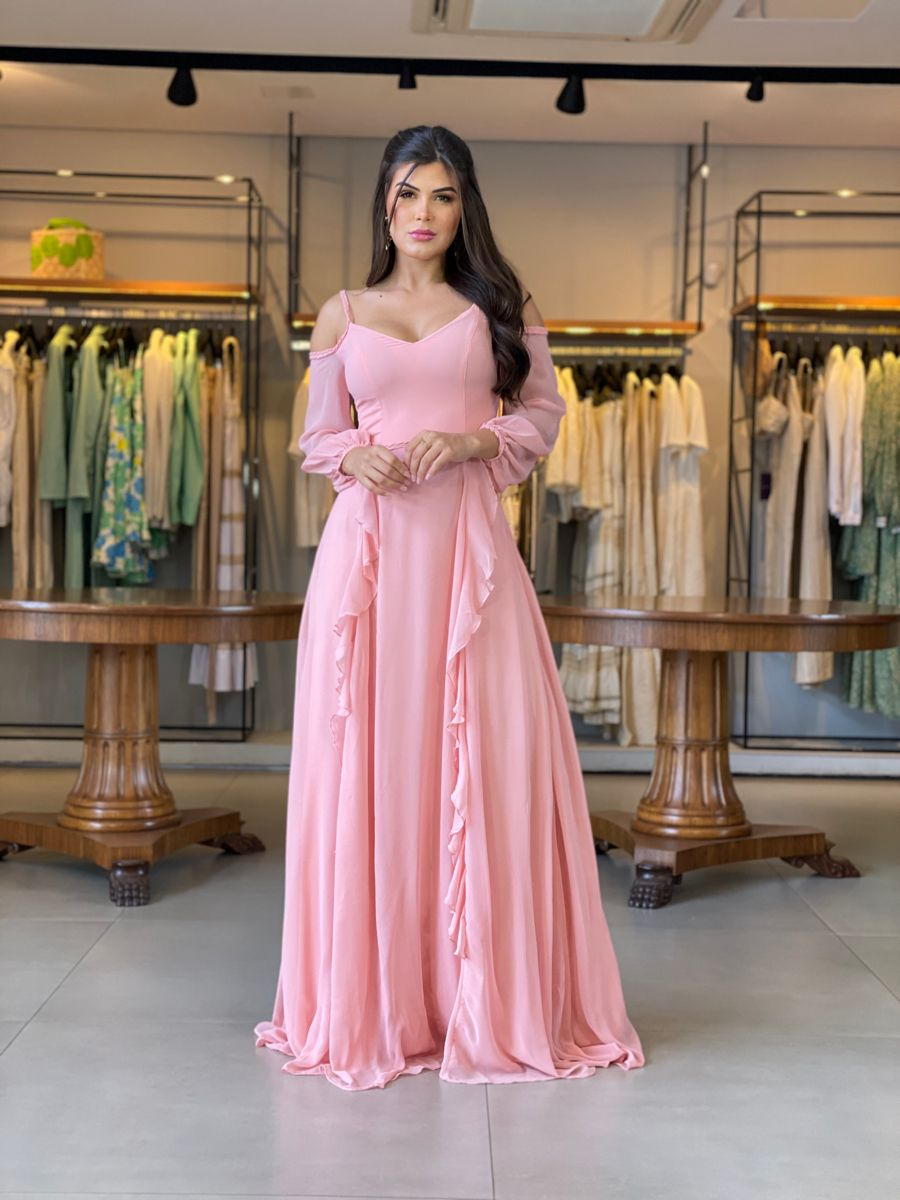 Fashion Pink A-line Long Prom Dress - VelvetHem