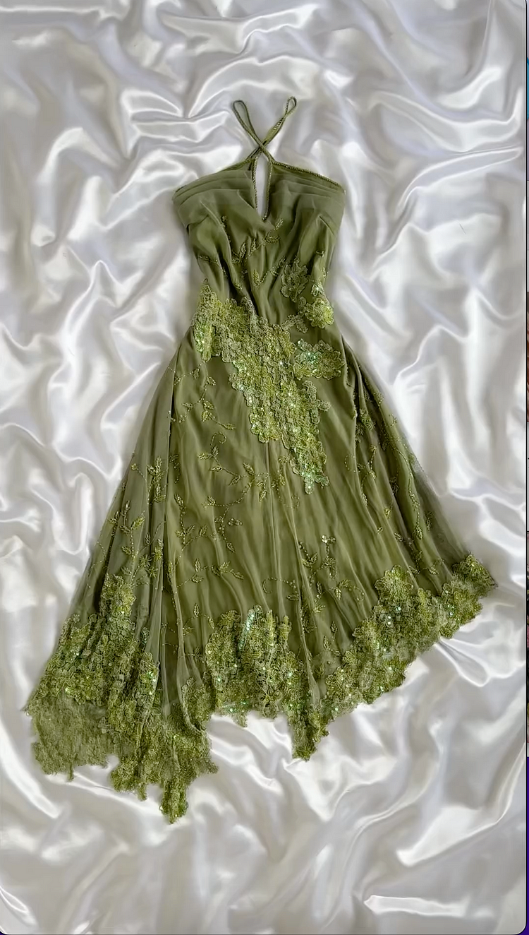 Unique Green Chiffon Lace Sequins Beaded Mermaid Evening Dress,Formal Party Gown - VelvetHem