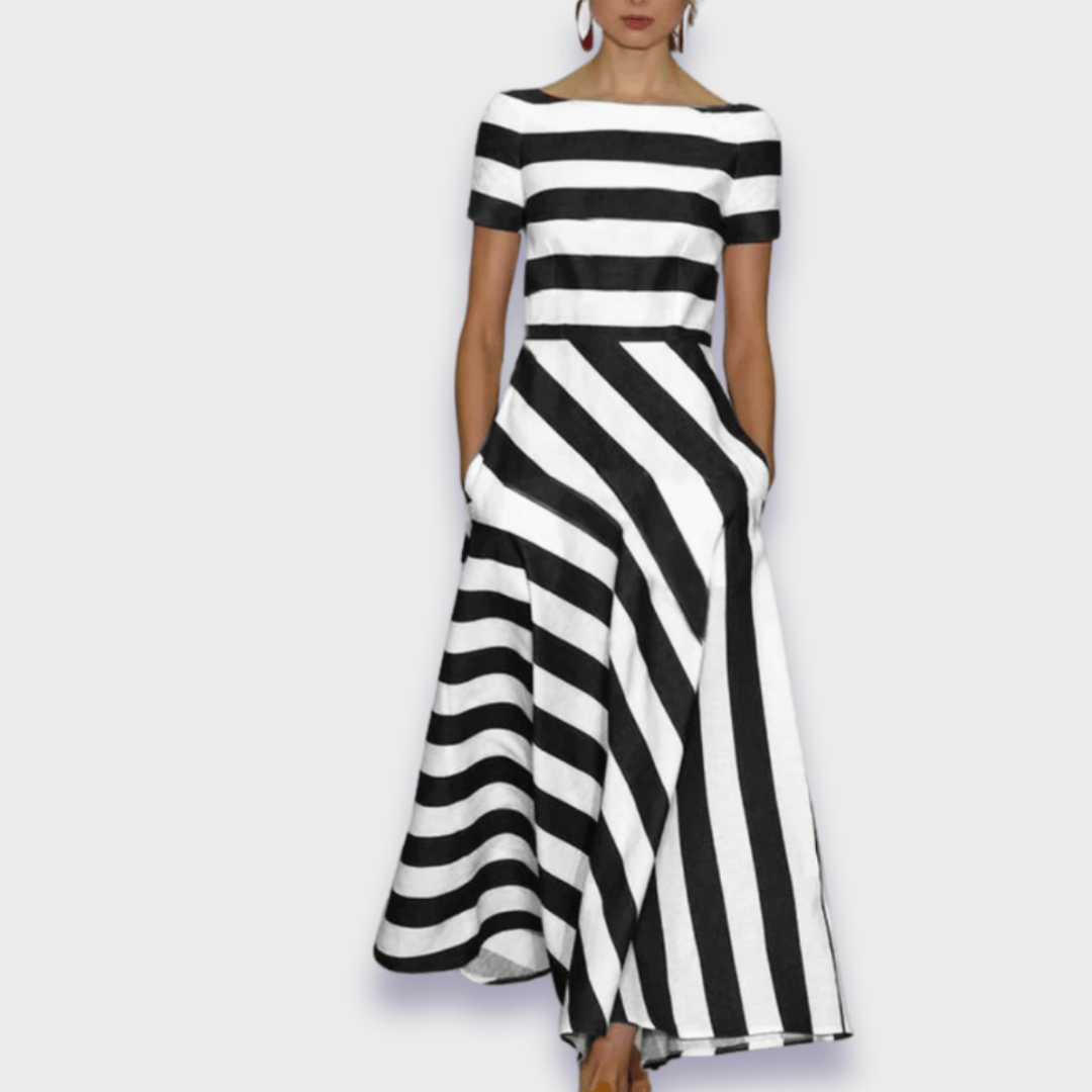 Lucia Striped Womens Maxi Dress with Relaxed Fit and Boutique Fashion Look