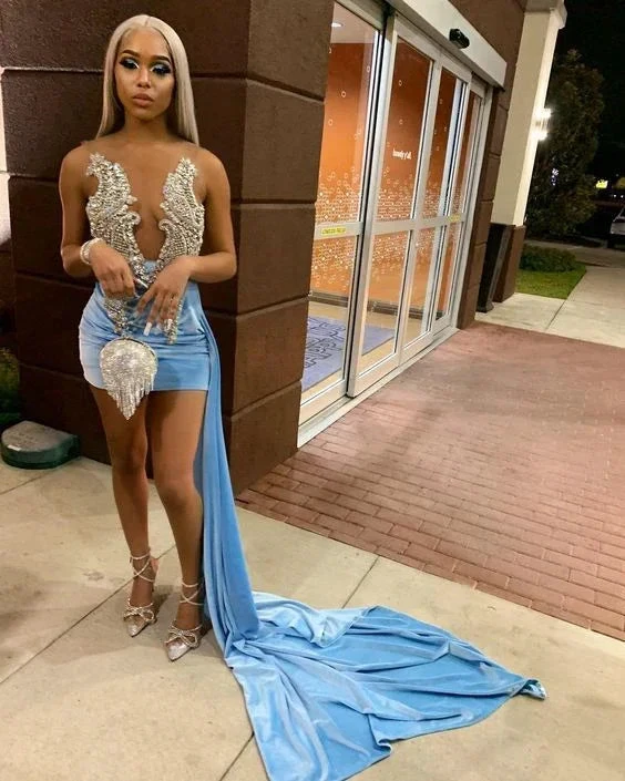 Tight blue mini homecoming dress party dress Y4117 by simplepromdress