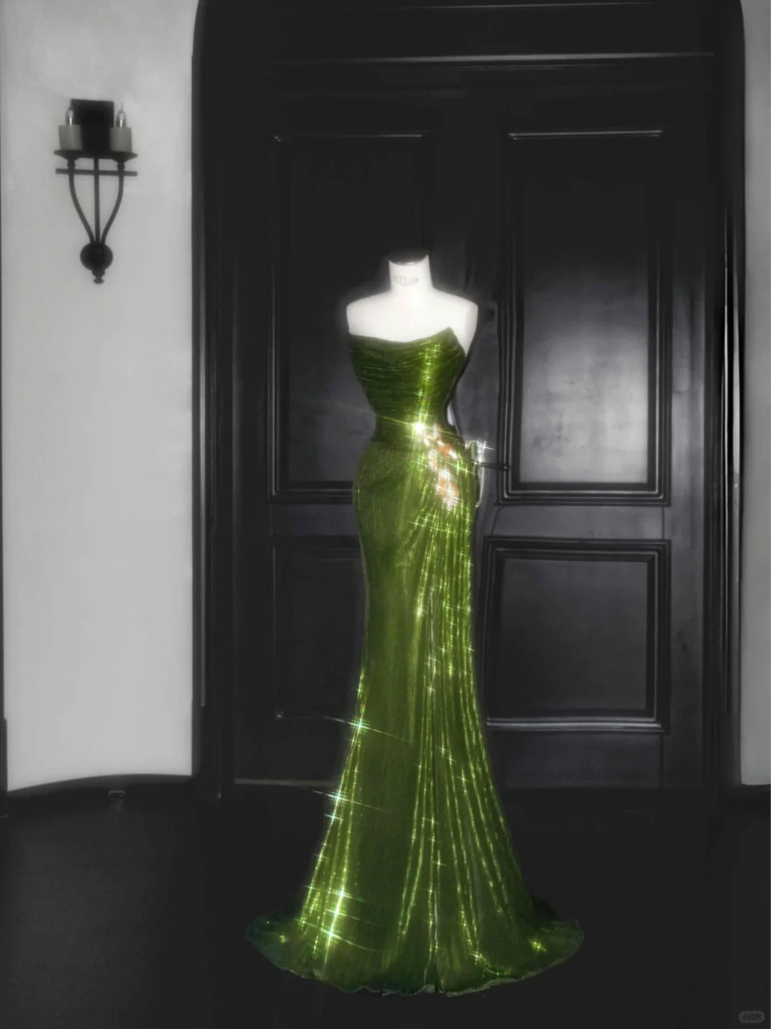 Unique Strapless Green Sequin Prom Dress Long Mermaid Evening Dress Y8659 - VelvetHem