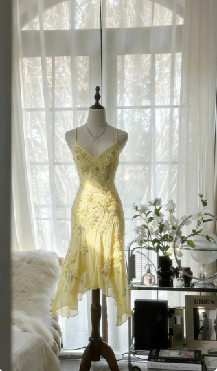 Vintage Green Chiffon Beaded Birthday Dress Homecoming Dress - View 6 | VelvetHem