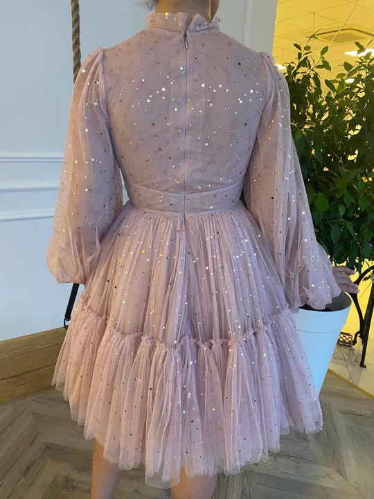 Pastel Pink Mini Dress Short Prom Dresses, Homecoming Dresses - View 2 | VelvetHem