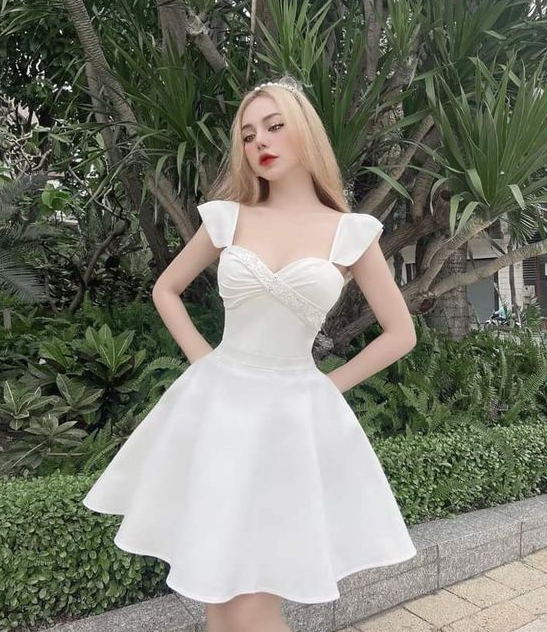 White cocktail dress party dress Homecoming Dress - VelvetHem