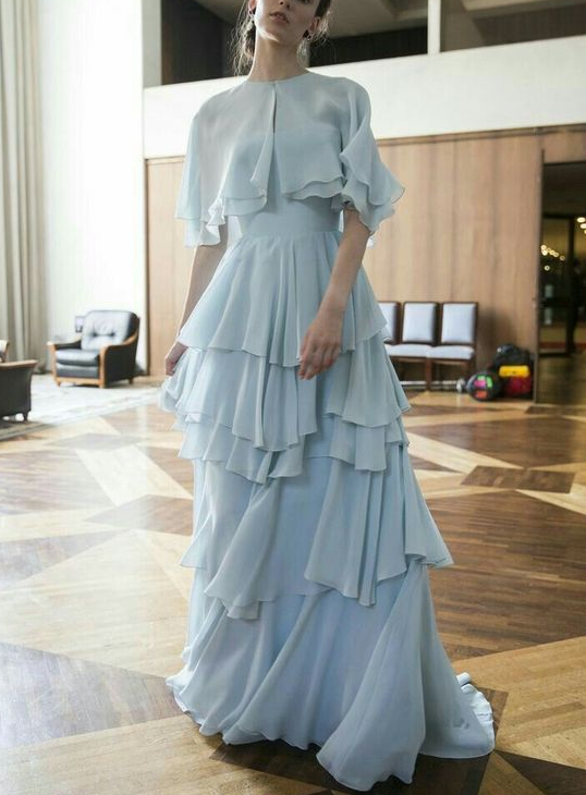 Light blue long prom dress, fashion evening dress - VelvetHem