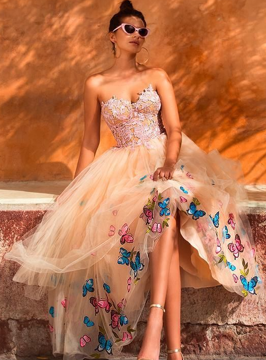Unique Sweetheart Butterfly Flower Homecoming Dresses Online, Short Prom Dresses - View 3 | VelvetHem