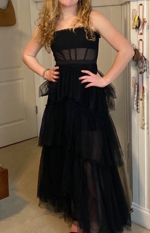 black tulle prom dress